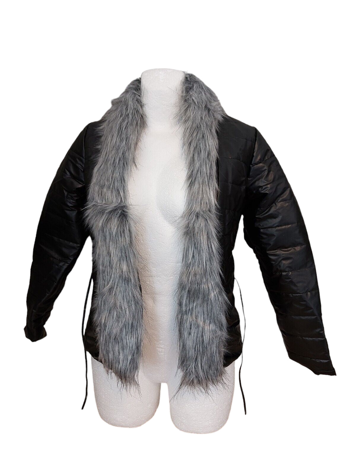Übergangsjacke Jacke Kunstleder Fellimitat Neu XS