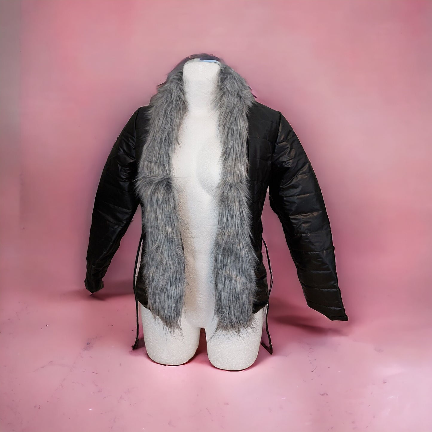 Übergangsjacke Jacke Kunstleder Fellimitat Neu XS