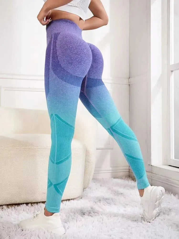 Fitness Yoga Leggings Tights Sporthose Super-Stretch bunt
