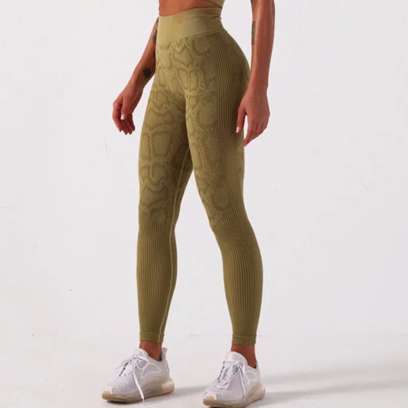Leggings mit Schlangen-Optik Animal Print Tights Sport Yoga Fitness