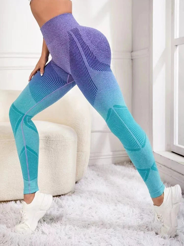 Fitness Yoga Leggings Tights Sporthose Super-Stretch bunt