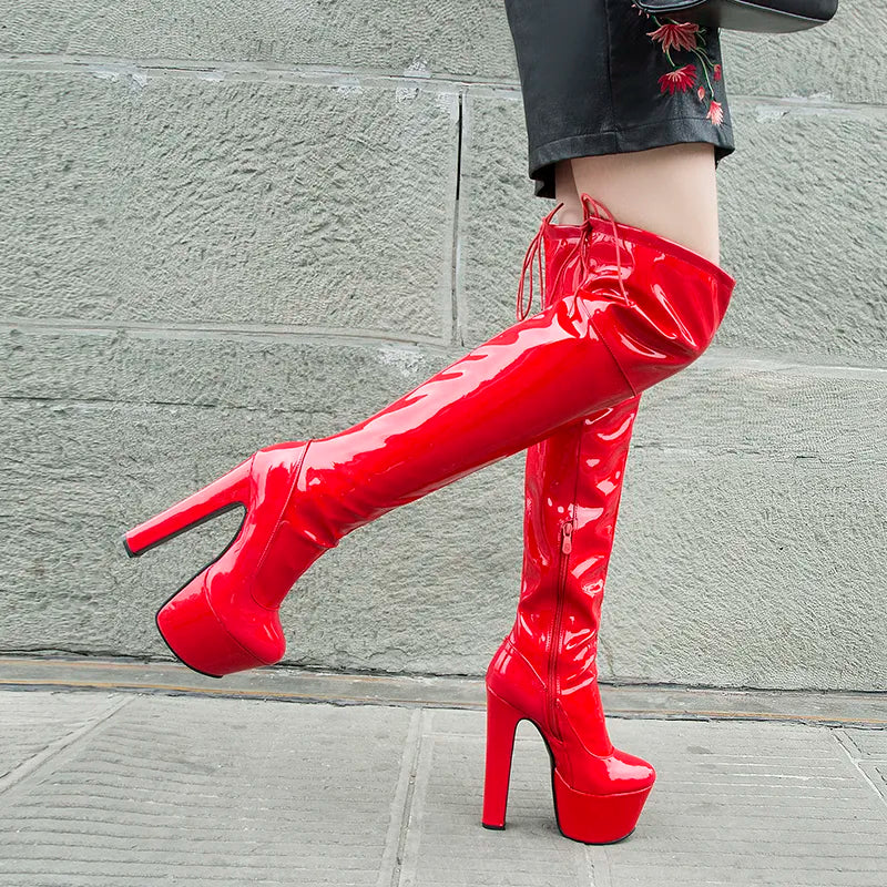 Super High Heels Stripper Pole Dance Overknee Stiefel 17cm