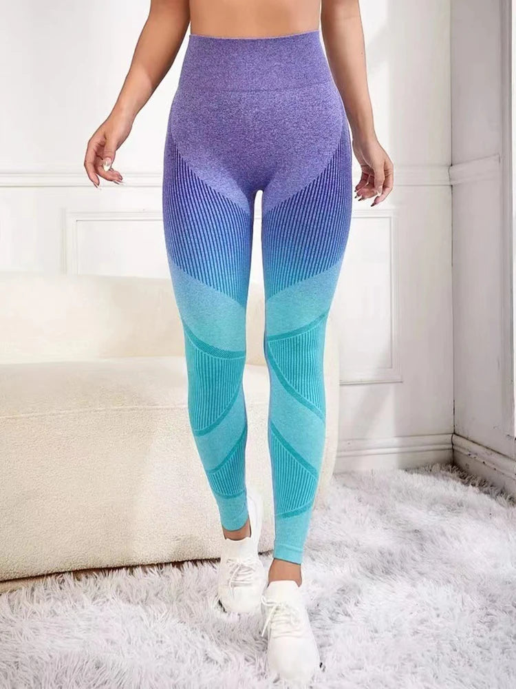 Fitness Yoga Leggings Tights Sporthose Super-Stretch bunt