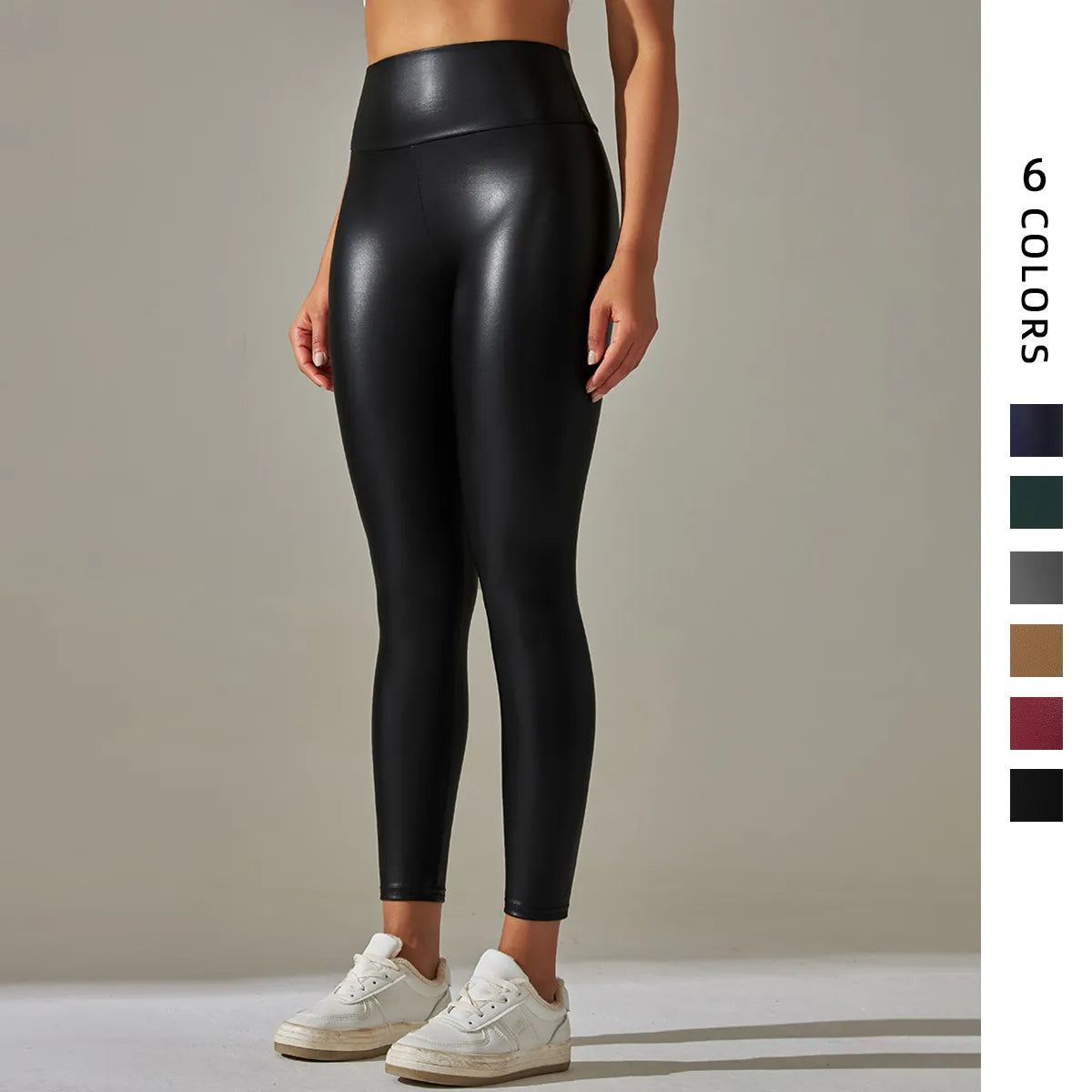 Damen Leder-Optik Leggings Sexy Stretch-Tights Hose XS-XXL