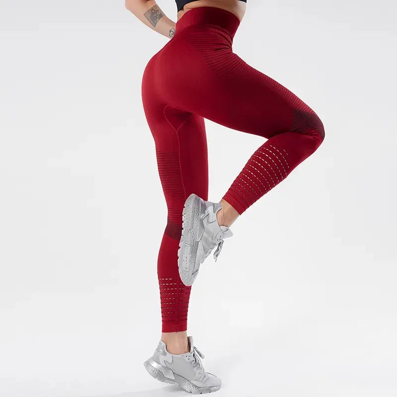 Fitness Leggings High Waist Yoga Sport mit Löcher Super-Stretch