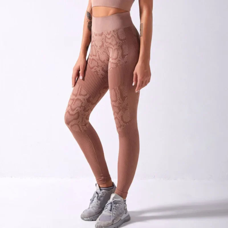 Leggings mit Schlangen-Optik Animal Print Tights Sport Yoga Fitness