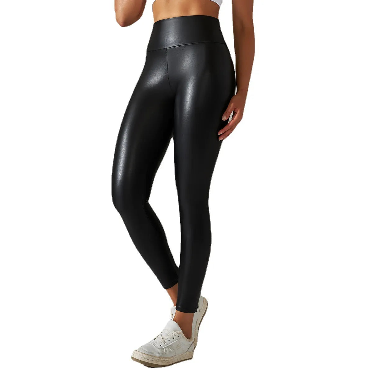 Damen Leder-Optik Leggings Sexy Stretch-Tights Hose XS-XXL