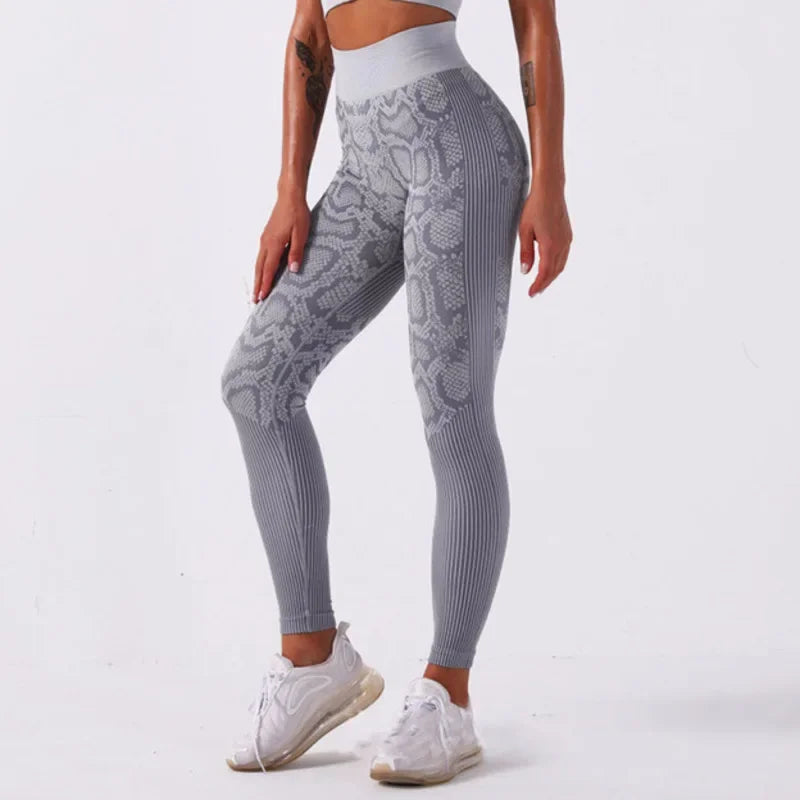 Leggings mit Schlangen-Optik Animal Print Tights Sport Yoga Fitness