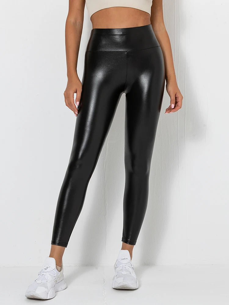 Push-Up Leggings Leder-Optik Lack-Optik 5 Farben