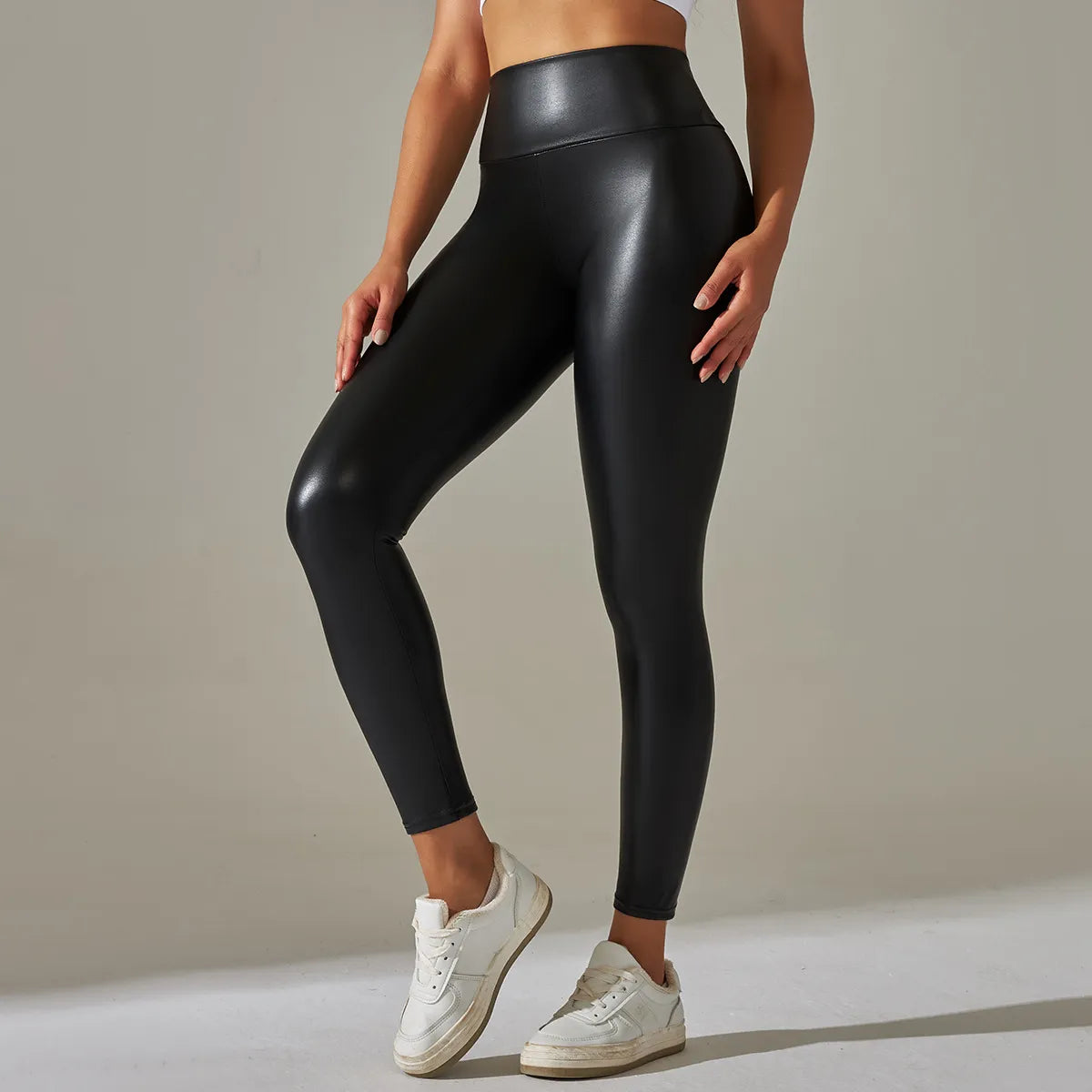 Damen Leder-Optik Leggings Sexy Stretch-Tights Hose XS-XXL