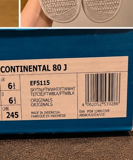 Adidas trainers blue with white details, classic look, subtle logo, size 40.