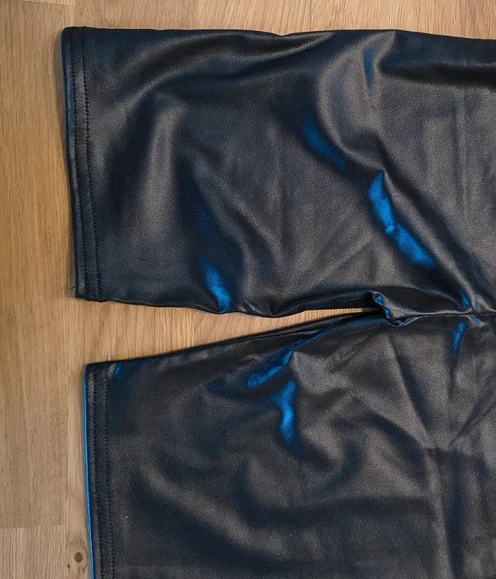 Glanz black high waist bicycle shorts glossy polyester elastane material