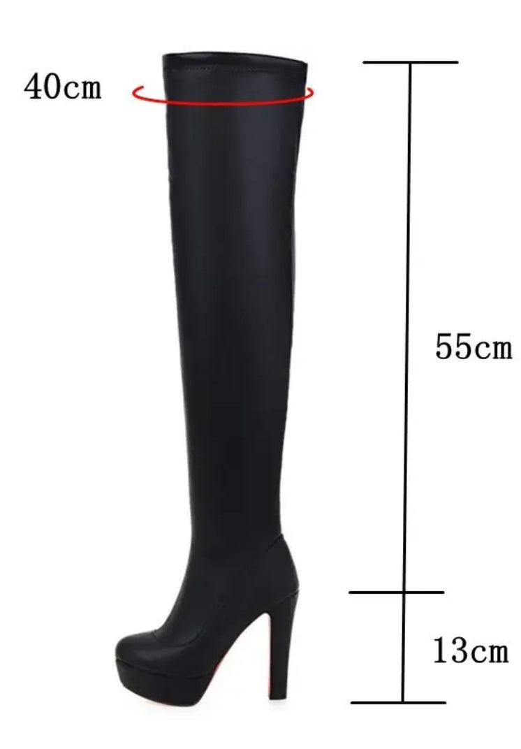 13cm High Heels Overknee Platform Weiß 36-48