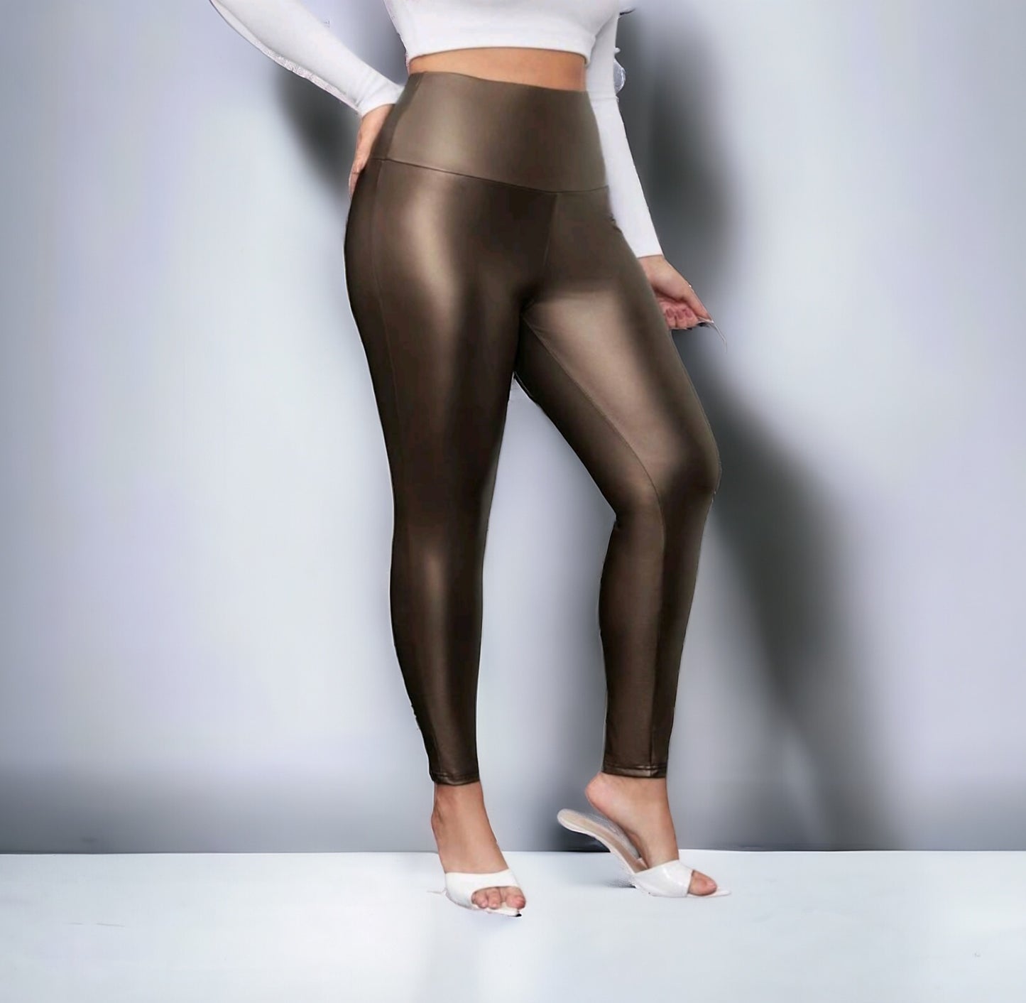 Plus size 2er SET Leggings Leder-Optik 44-52