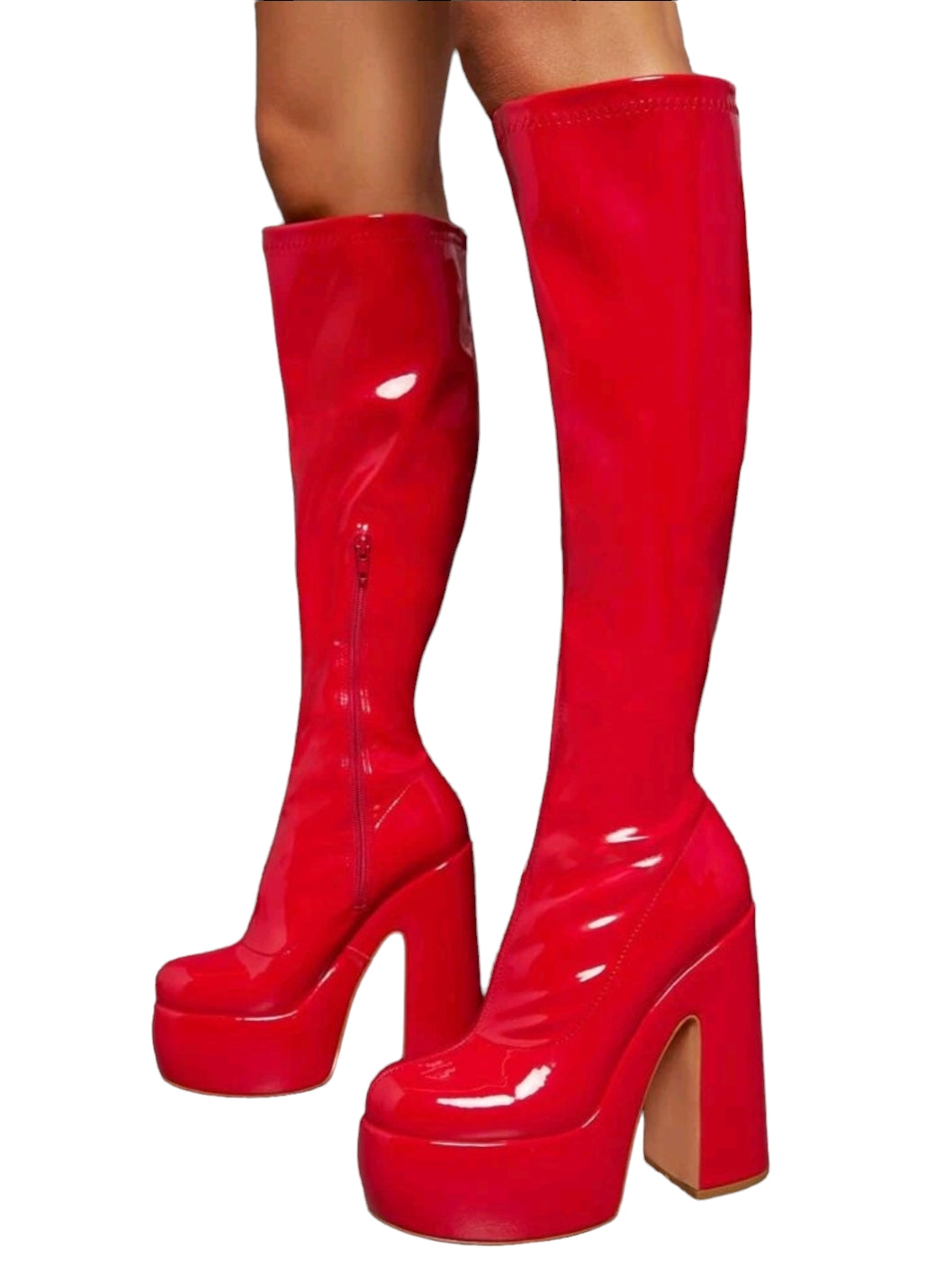 Sexy High Heel Hi Heels Stiefel Synthetik Hoher Absatz Lack-Optik Wet Glanz