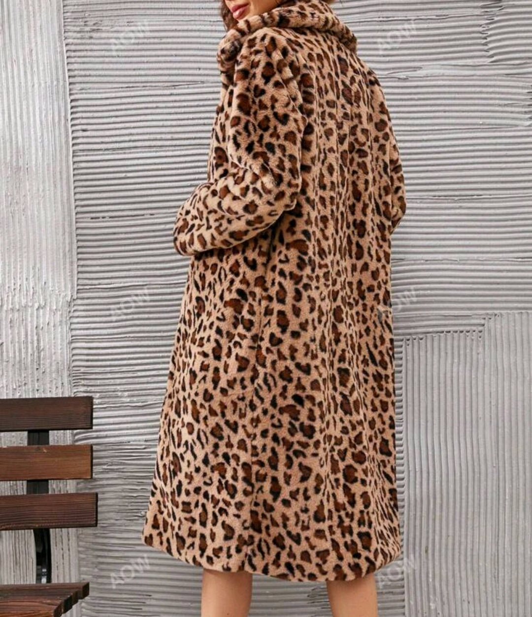 Mantel Frühlings-Mantel Übergangsmantel Offene Front Leopardenmuster Midi S-XL