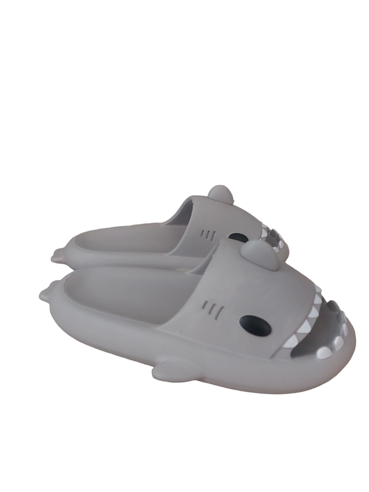 Haifisch-Slipper Hausschuhe Badelatschen Grau Oversized 38