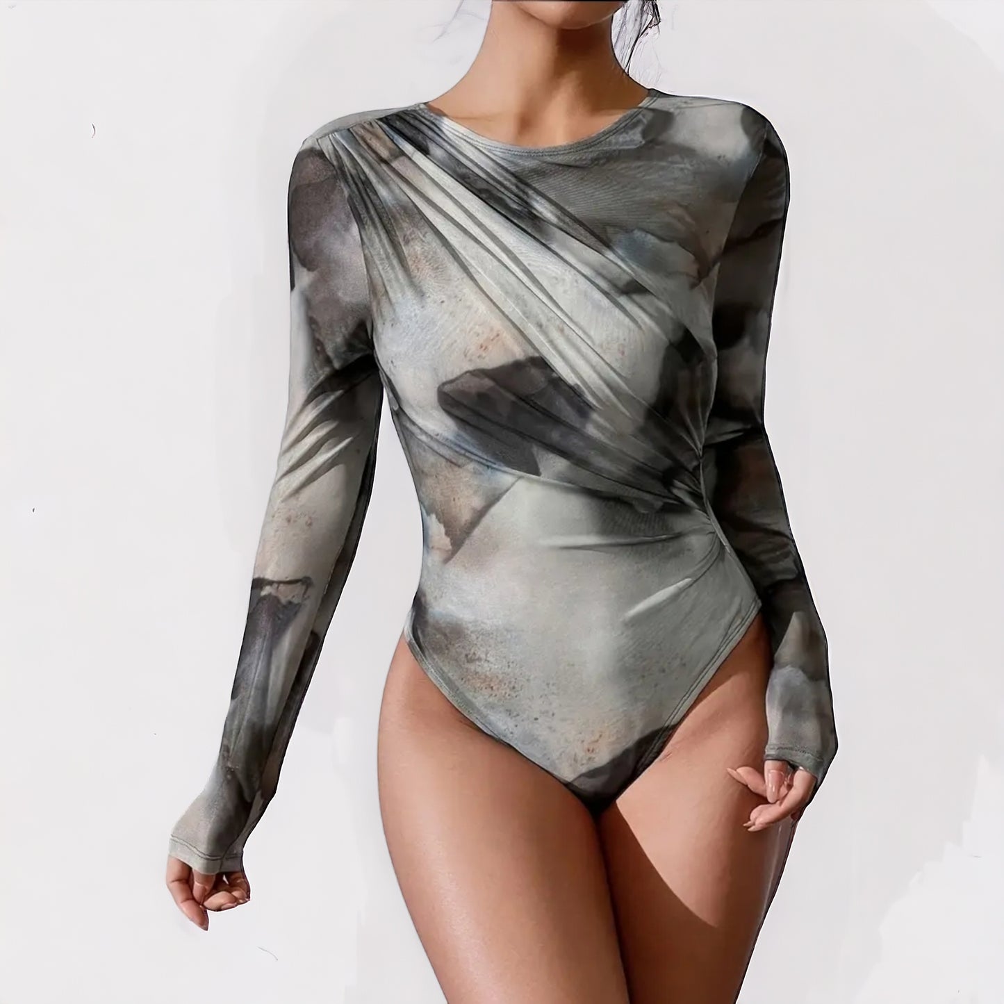 Body Wickeloptik Stein-Optik Langarm S-XL