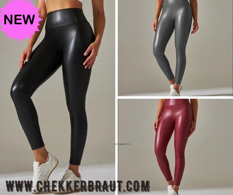 Damen Leder-Optik Leggings Sexy Stretch-Tights Hose XS-XXL