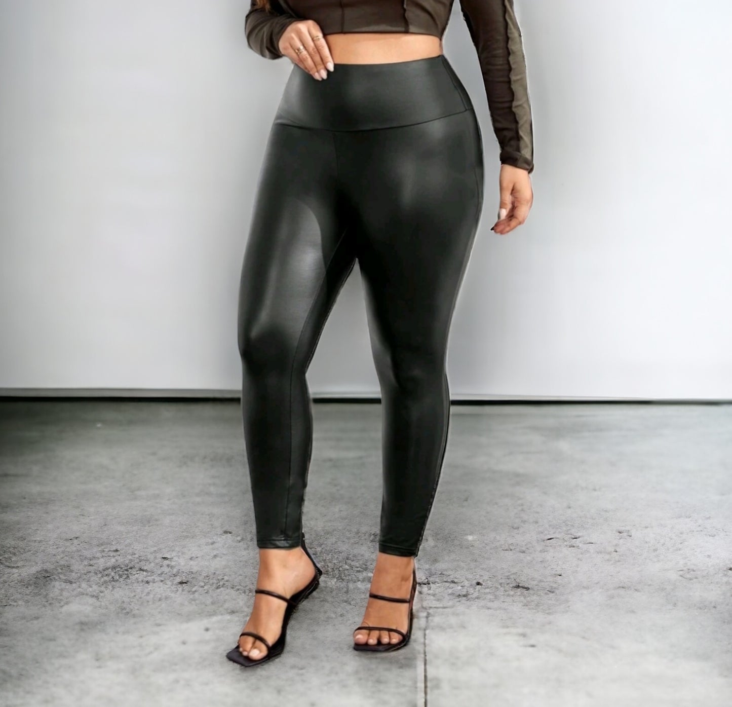 Plus size 2er SET Leggings Leder-Optik 44-52