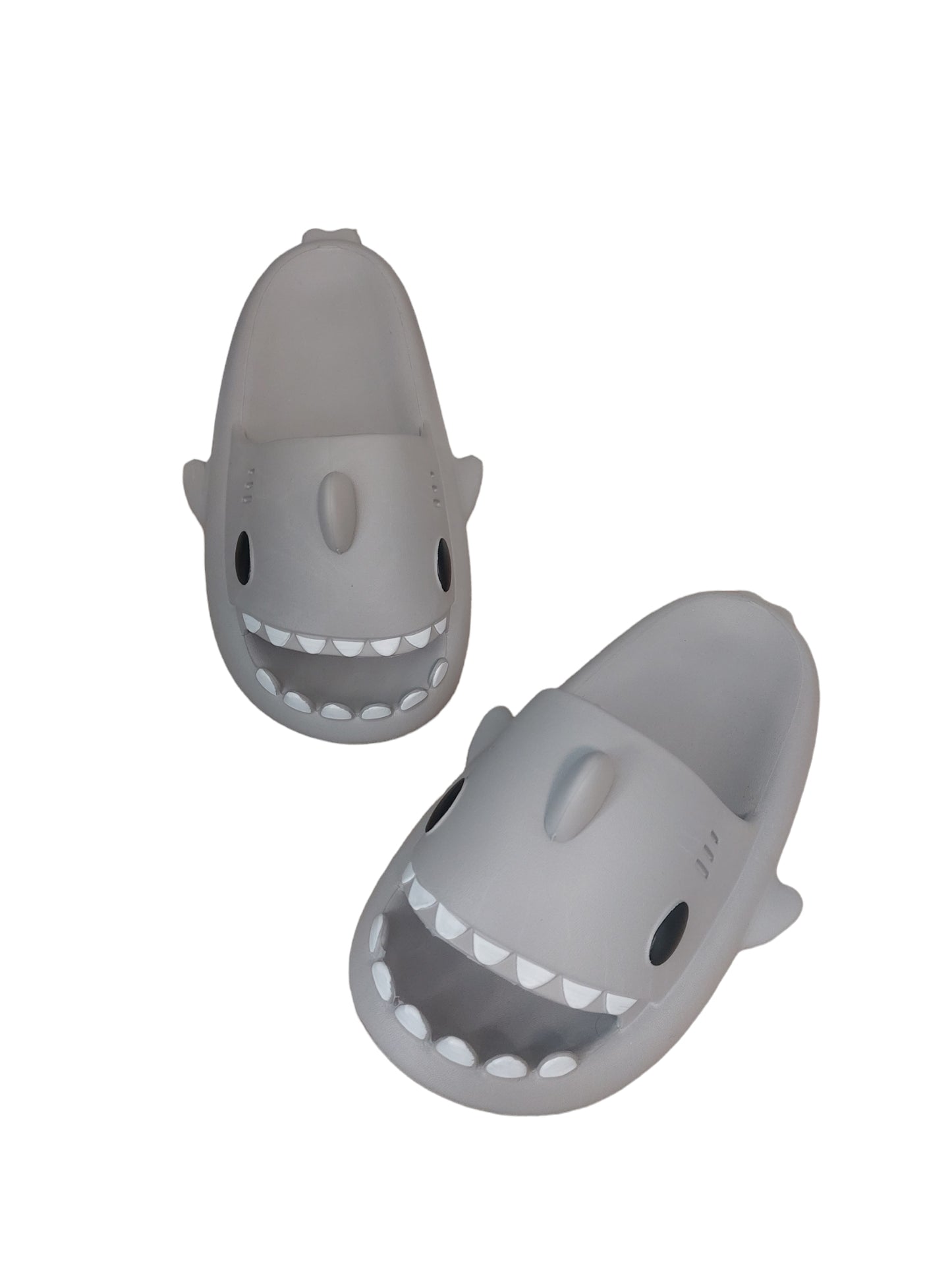 Haifisch-Slipper Hausschuhe Badelatschen Grau Oversized 38