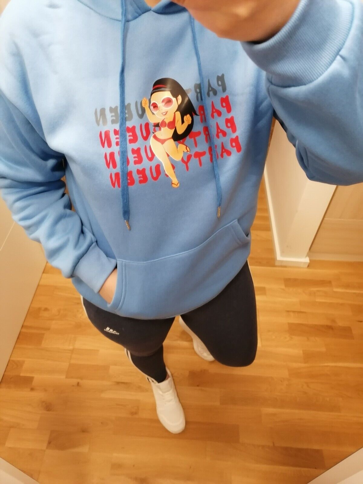 Shein Sweatshirt Sweat Hoodie Kapuzenshirt Blau Babyblau Neu L