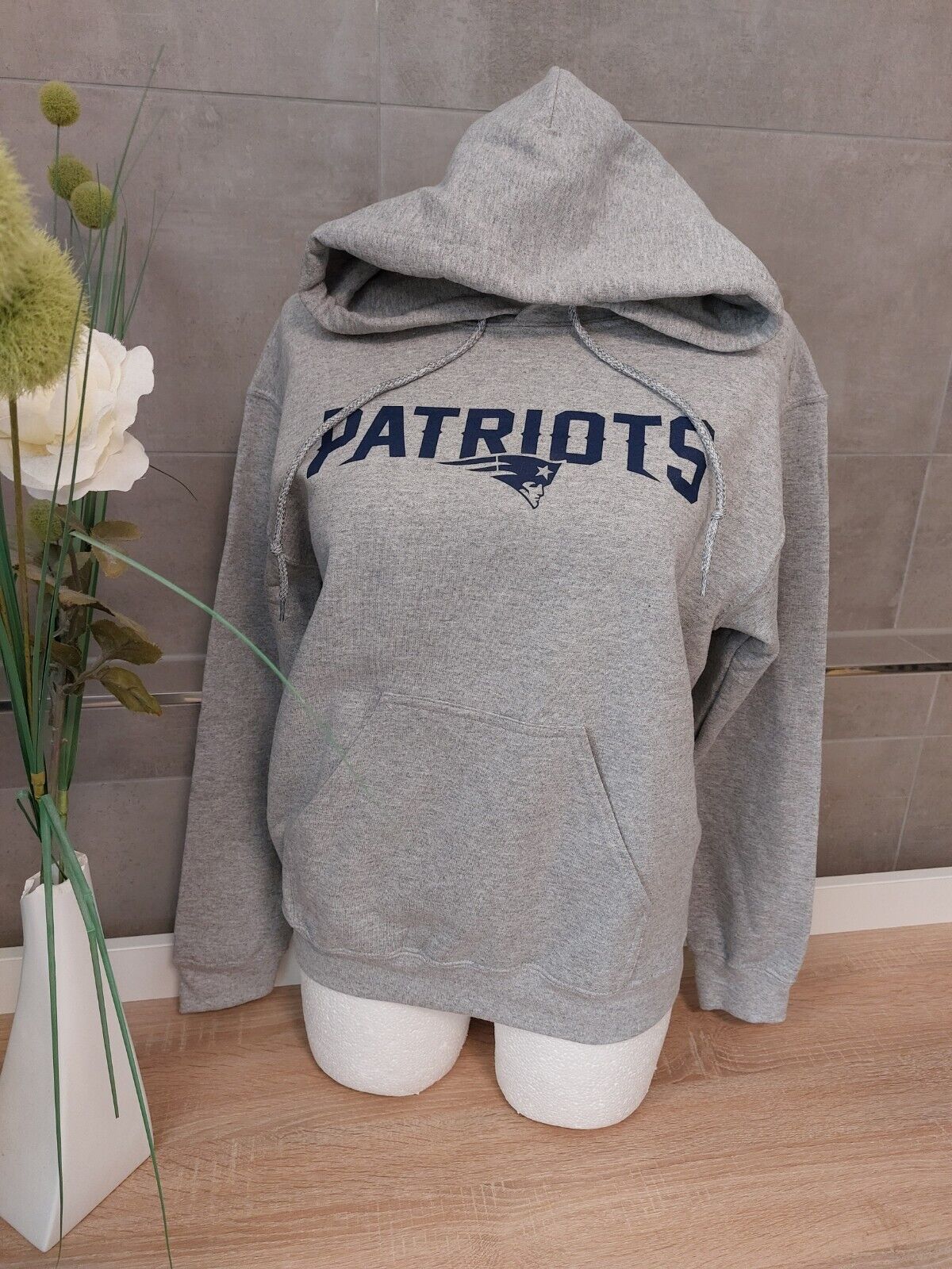 NFL Sweatshirt Sweat Hoodie Kapuzenshirt Patriots grau neu S