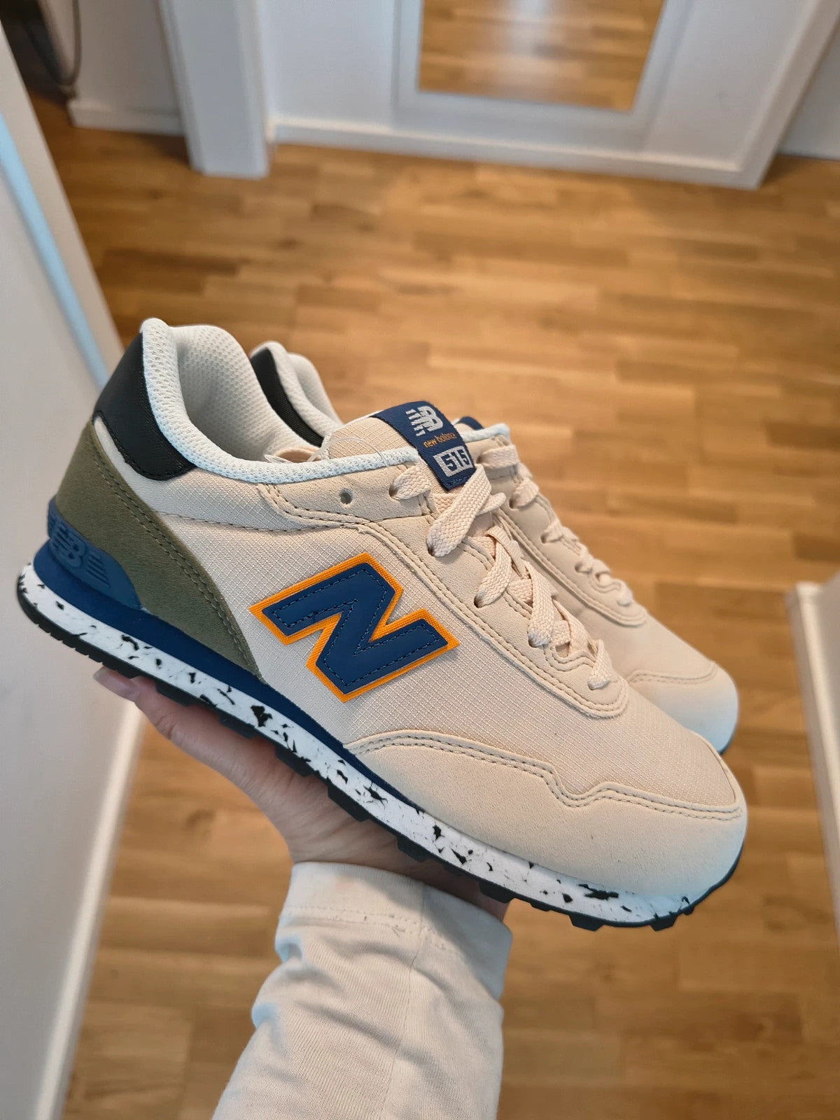 New Balance beige and khaki trainers with original box, size 37/37.5.