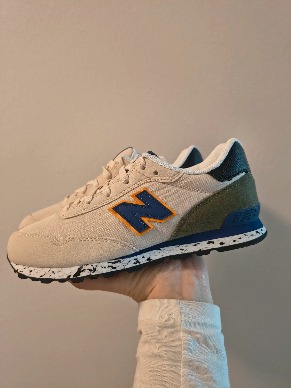 New Balance beige and khaki trainers with original box, size 37/37.5.