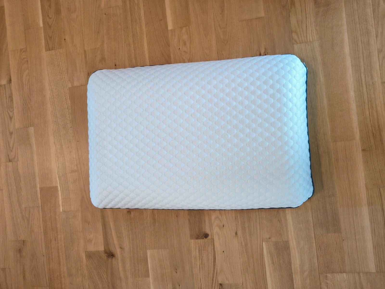 Schaumstoff blue and white throw pillow with orthopaedic foam, never used.