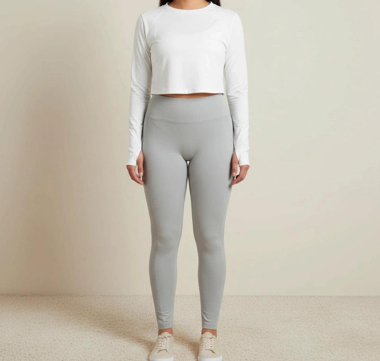 Leggings girls' leggings grey superstretch synthetic material with elastic blend.