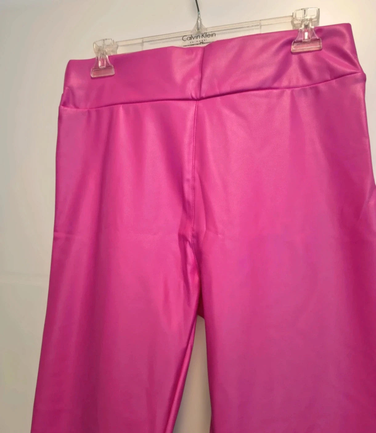 Leggings pink faux leather leggings soft matte finish, size L, never worn.