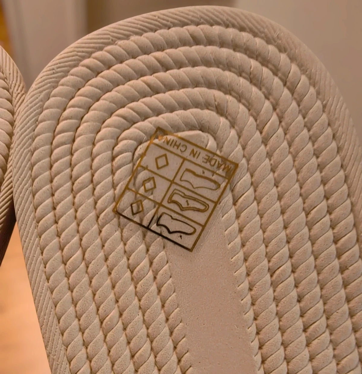 ALS beige and gold sandals with heart design, synthetic material, never worn.