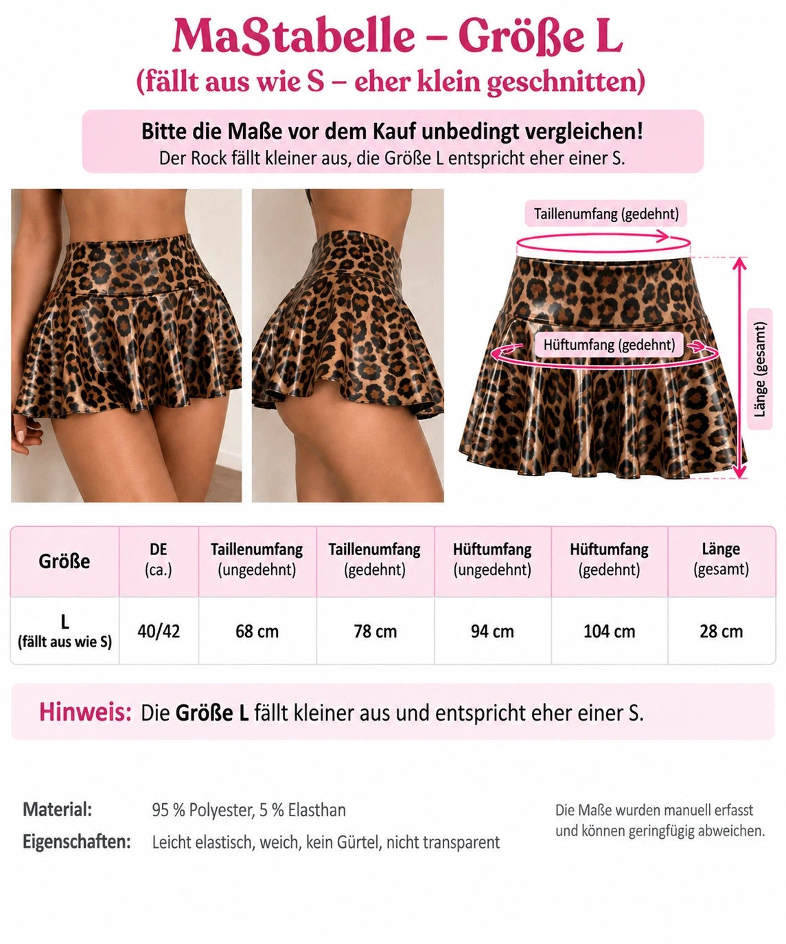 breiter black and brown leopard print mini skirt with shiny finish and flared hem