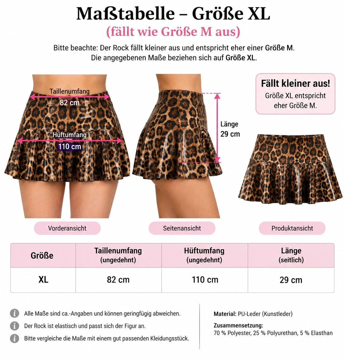 breiter black and brown leopard print mini skirt glossy PU leather with flared hem