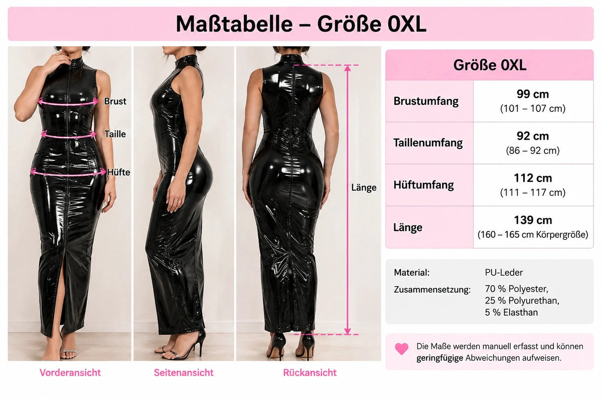 REI black wetlook maxi dress, sleeveless, high collar, front zipper, PU leather material.