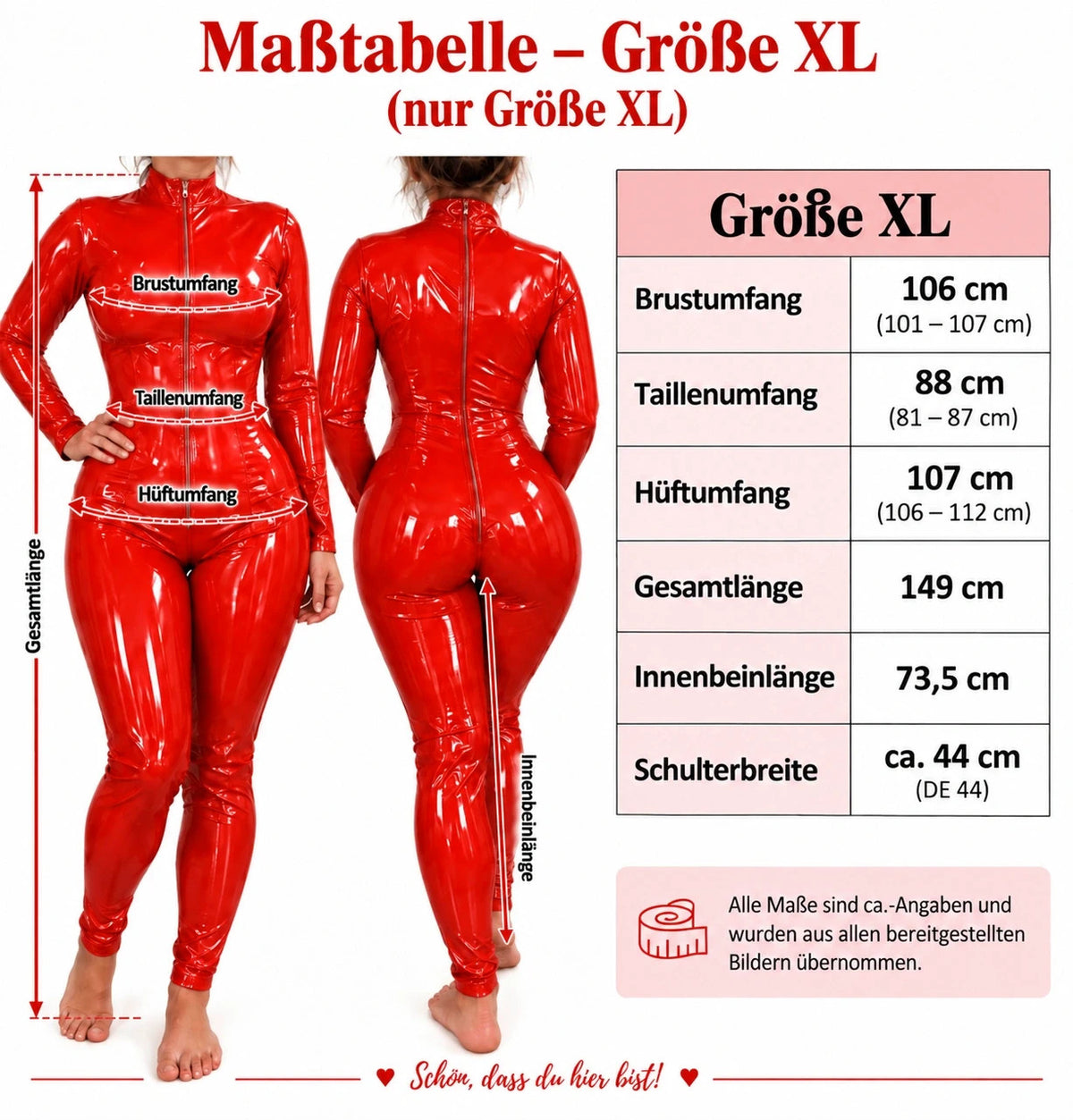 Stark red jumpsuit glossy finish long sleeves fitted silhouette front zipper high collar