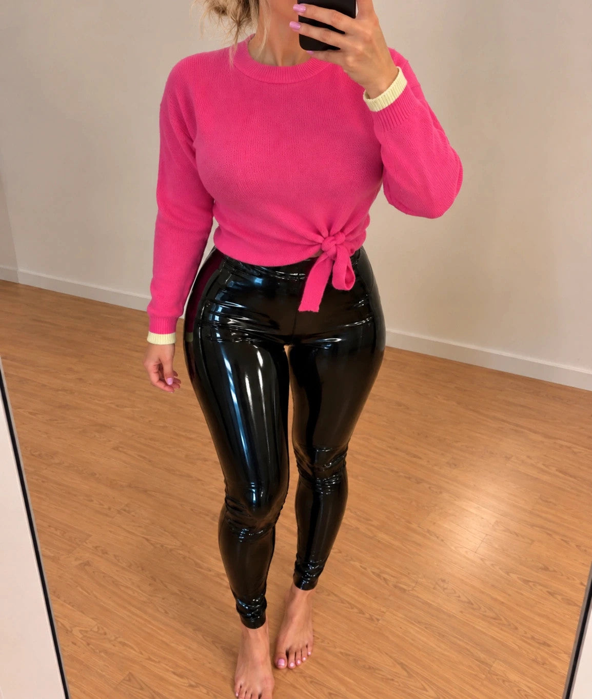 ONLY pink oversized pullover with side lacing and brand label detail.