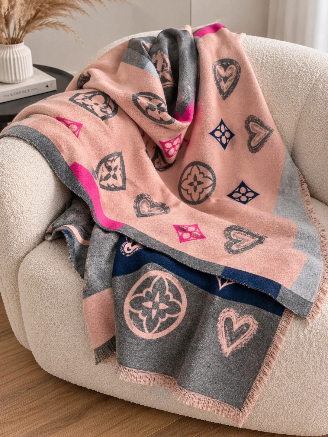 ALS multi pink shawl reversible design soft polyester fabric