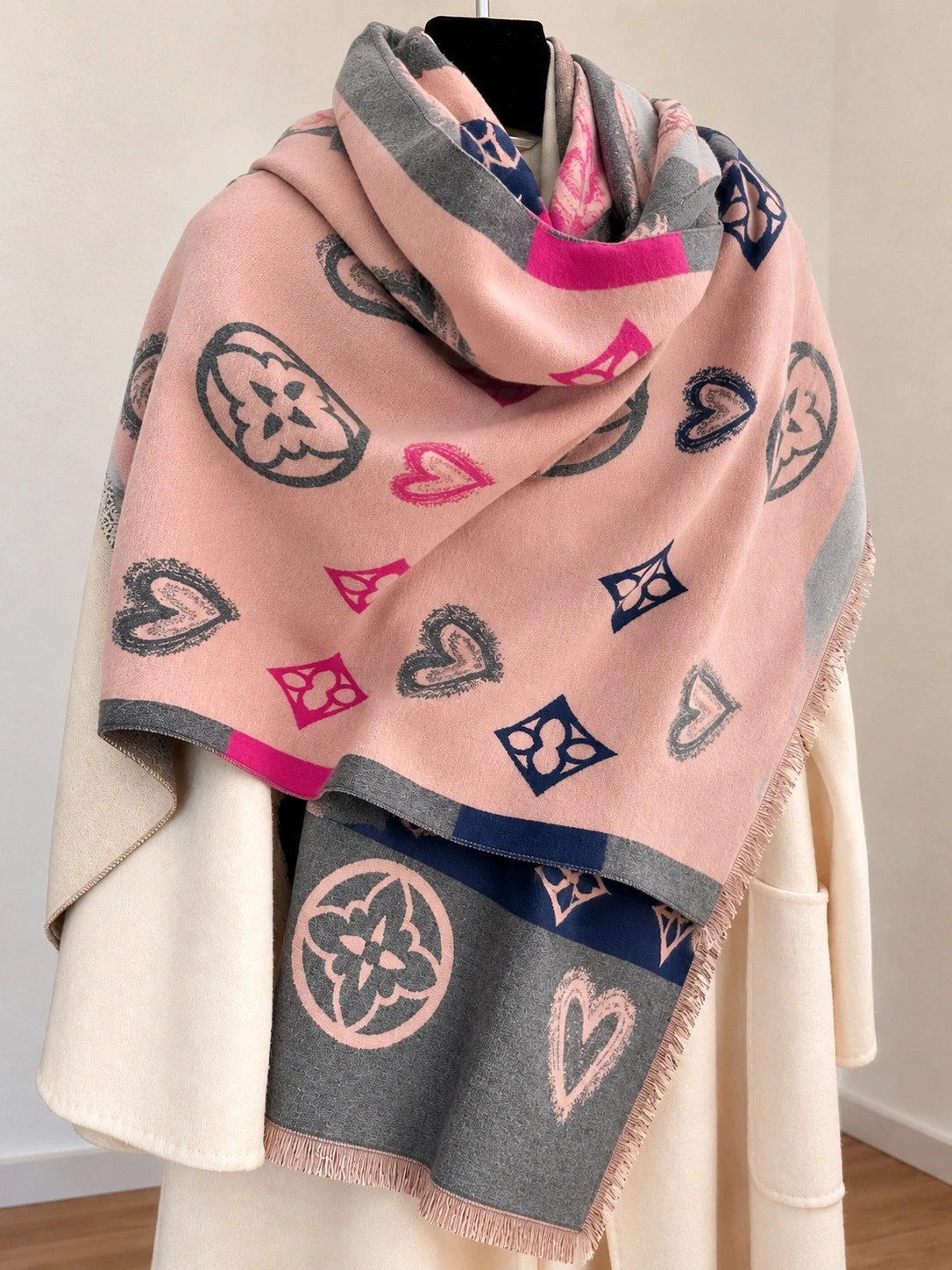 ALS multi pink shawl reversible design soft polyester fabric