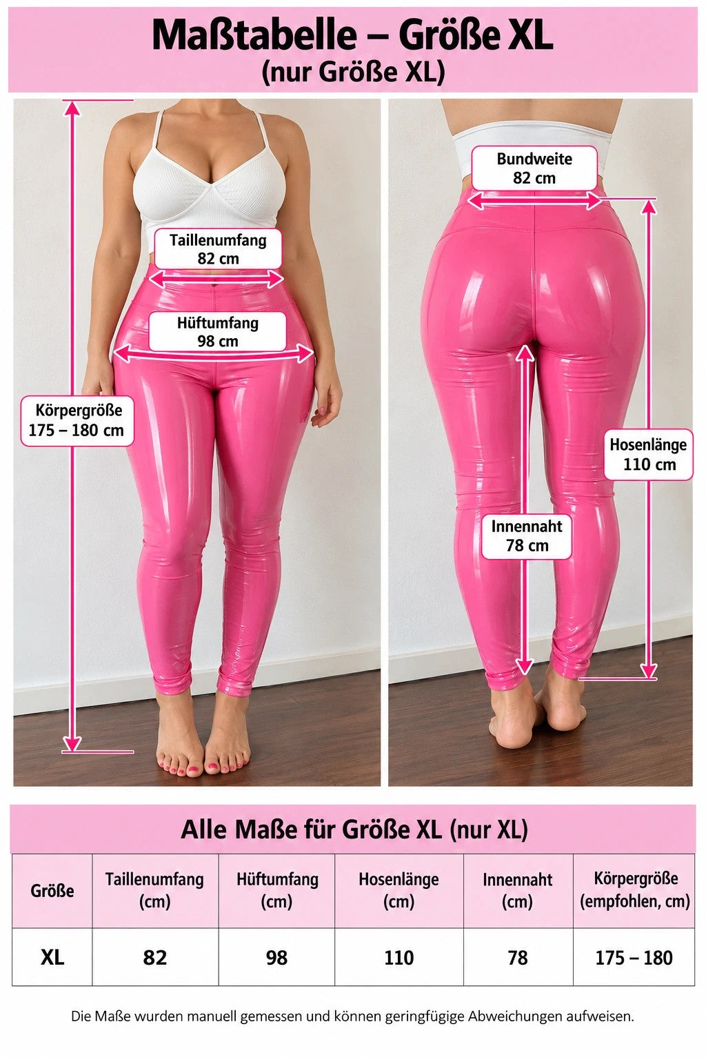 Leggings pink wetlook pants high waist glossy finish with front zipper and button.