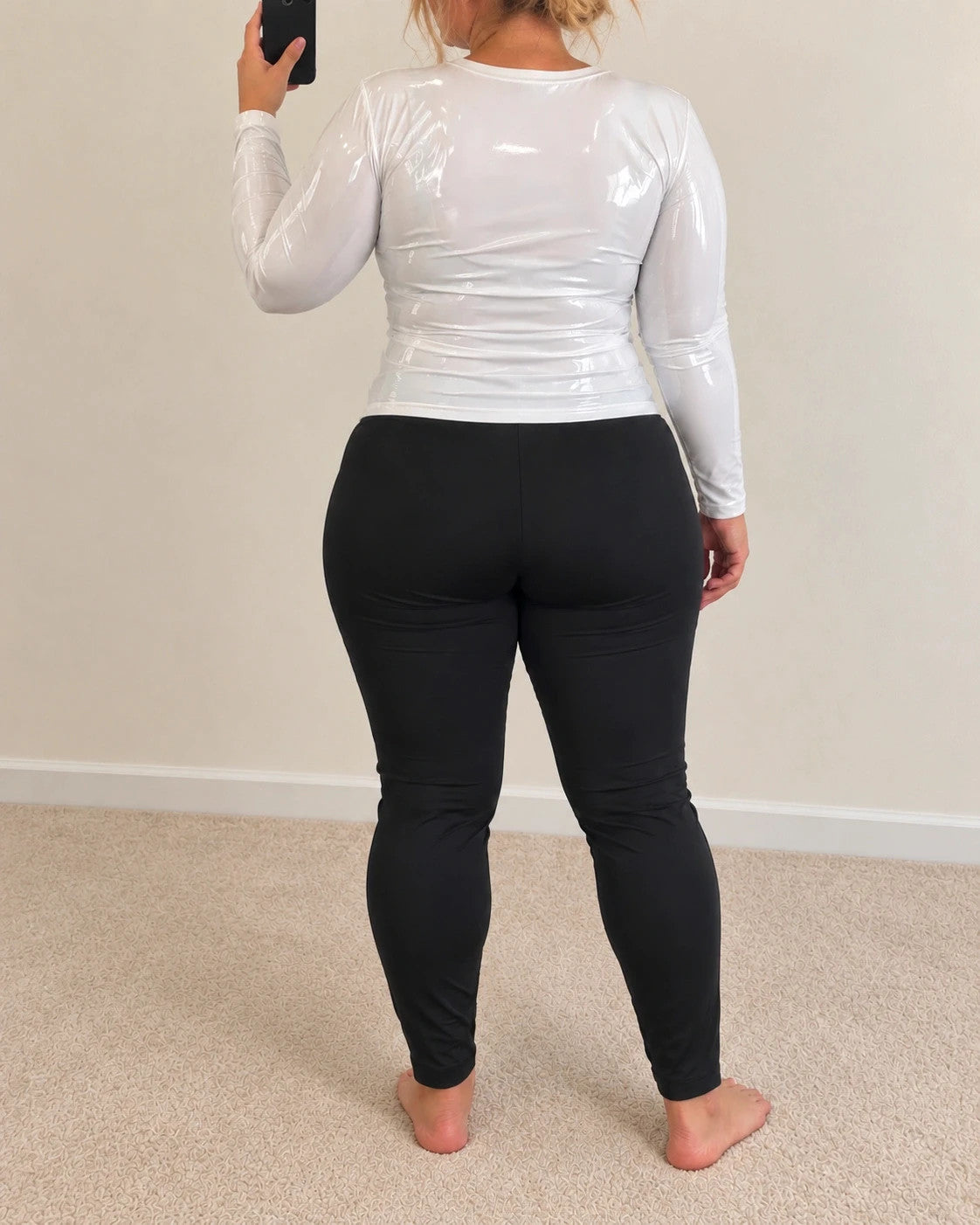 GEF black bicycle tights 4XL soft lining slight sheen visible seams elastic waistband