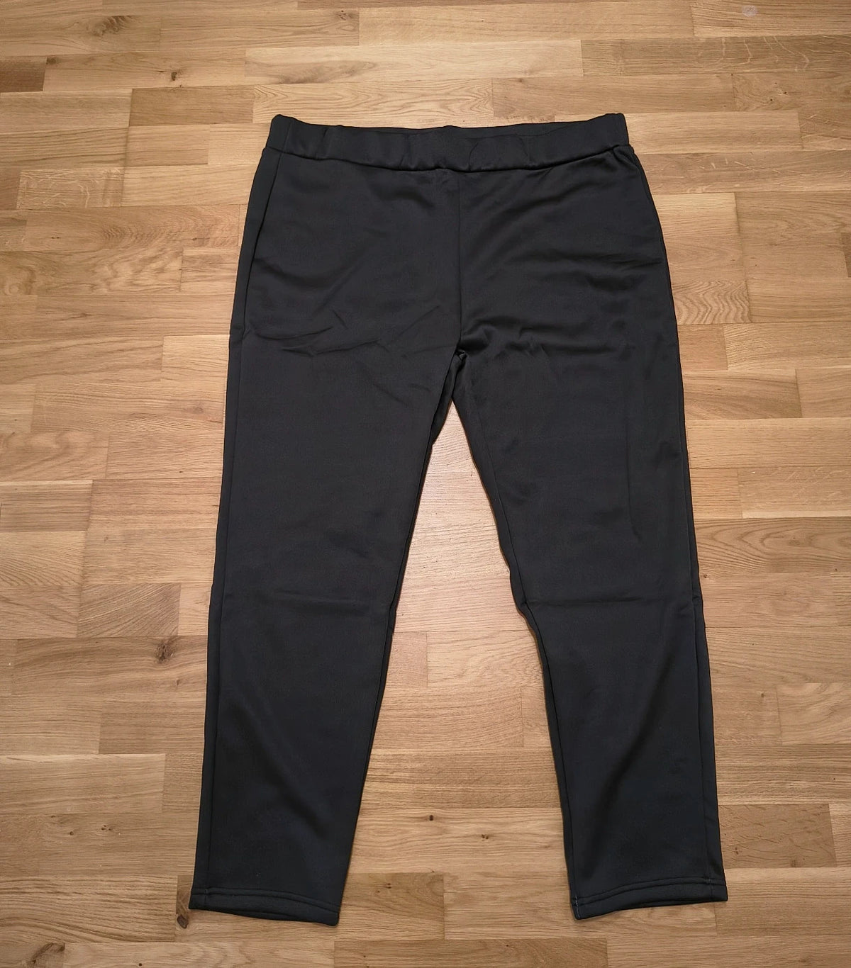 GEF black bicycle tights 4XL soft lining slight sheen visible seams elastic waistband