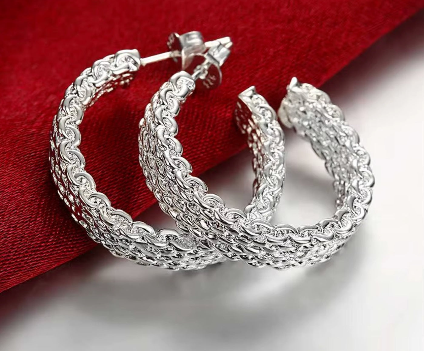 Ohrringe aus 925er Sterling-Silber, Creolen, 2,0cm