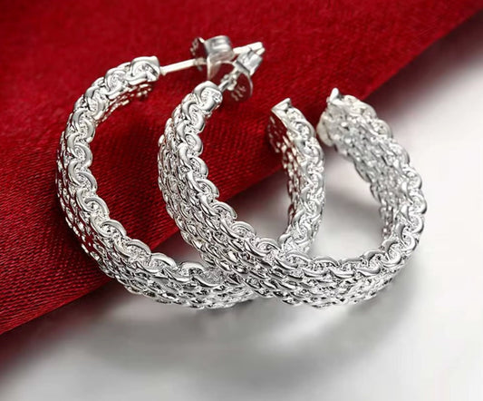 Ohrringe aus 925er Sterling-Silber, Creolen, 2,0cm