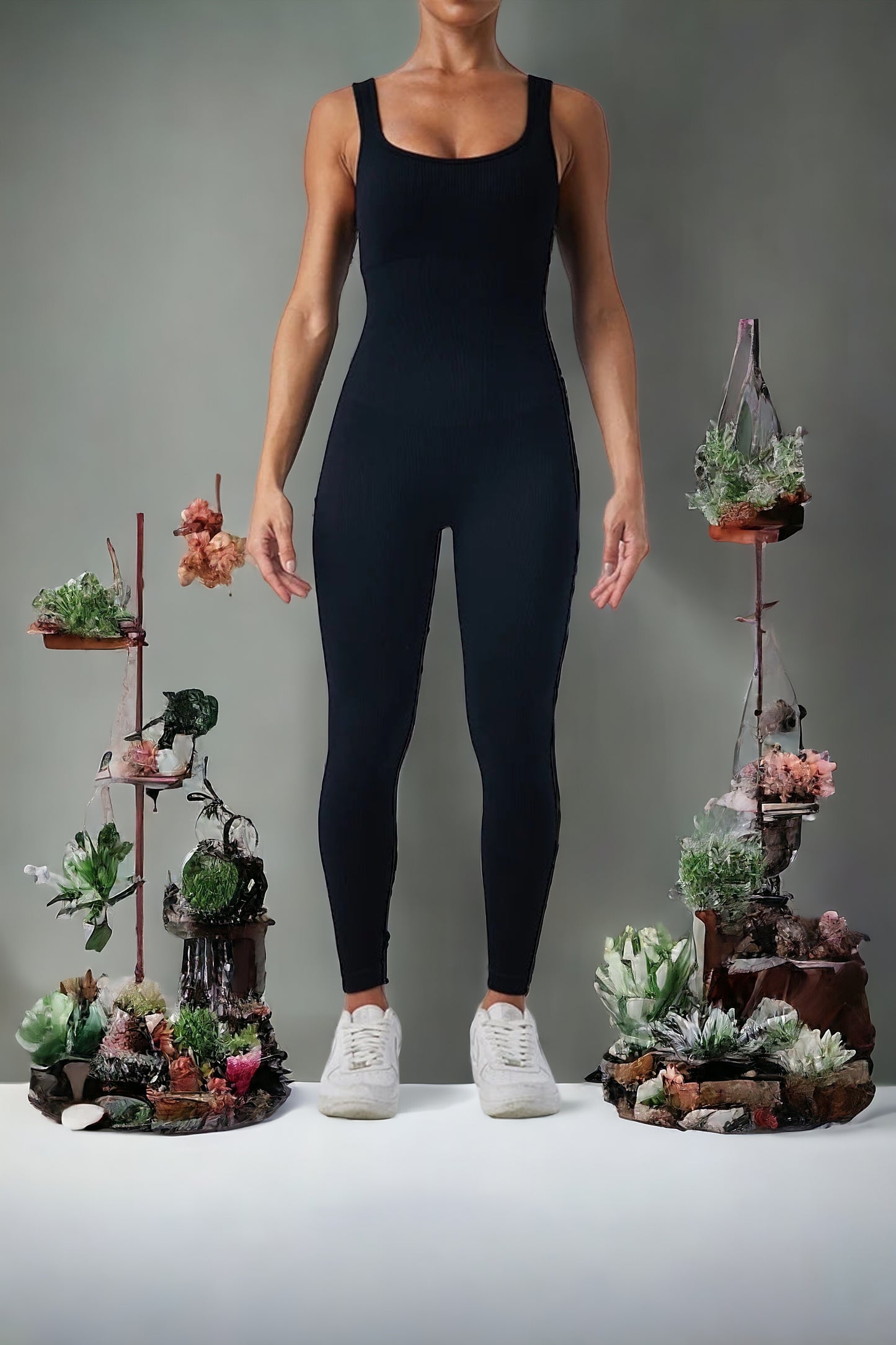 Damen Trainingsanzug Yoga Overall Einteiler Ripped Stretch