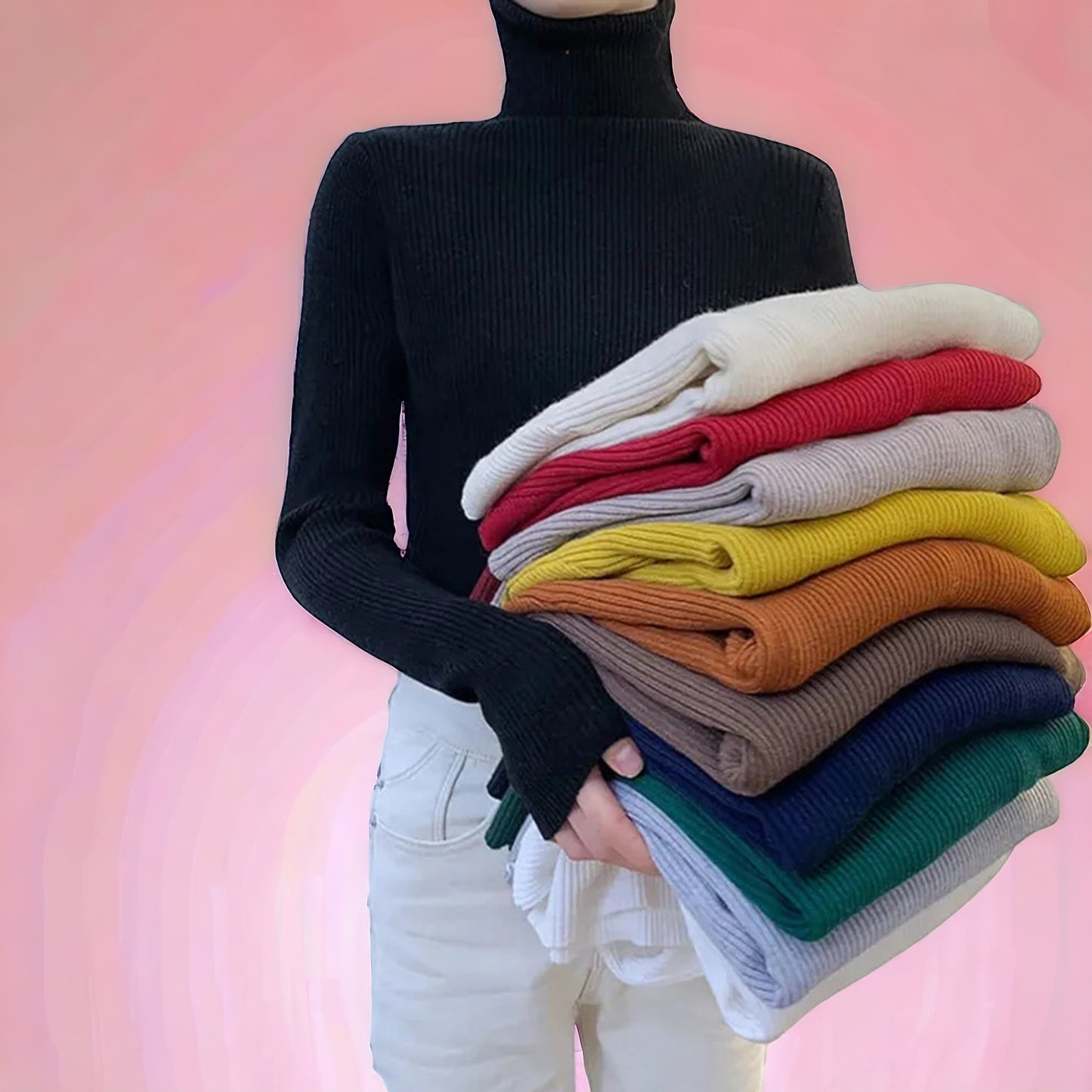 Rollkragenpullover Pullover Pulli Basic Damen viele Fyarben XS- S