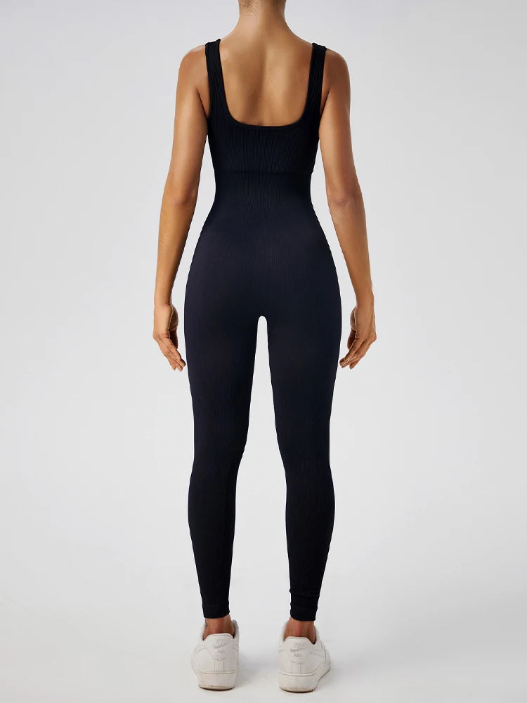 Damen Trainingsanzug Yoga Overall Einteiler Ripped Stretch