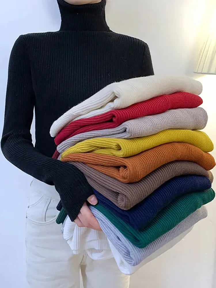 Rollkragenpullover Pullover Pulli Basic Damen viele Fyarben XS- S