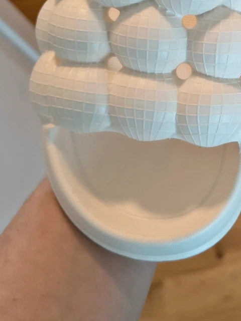Slipper cream slides synthetic material, size 38, minimalistic design.